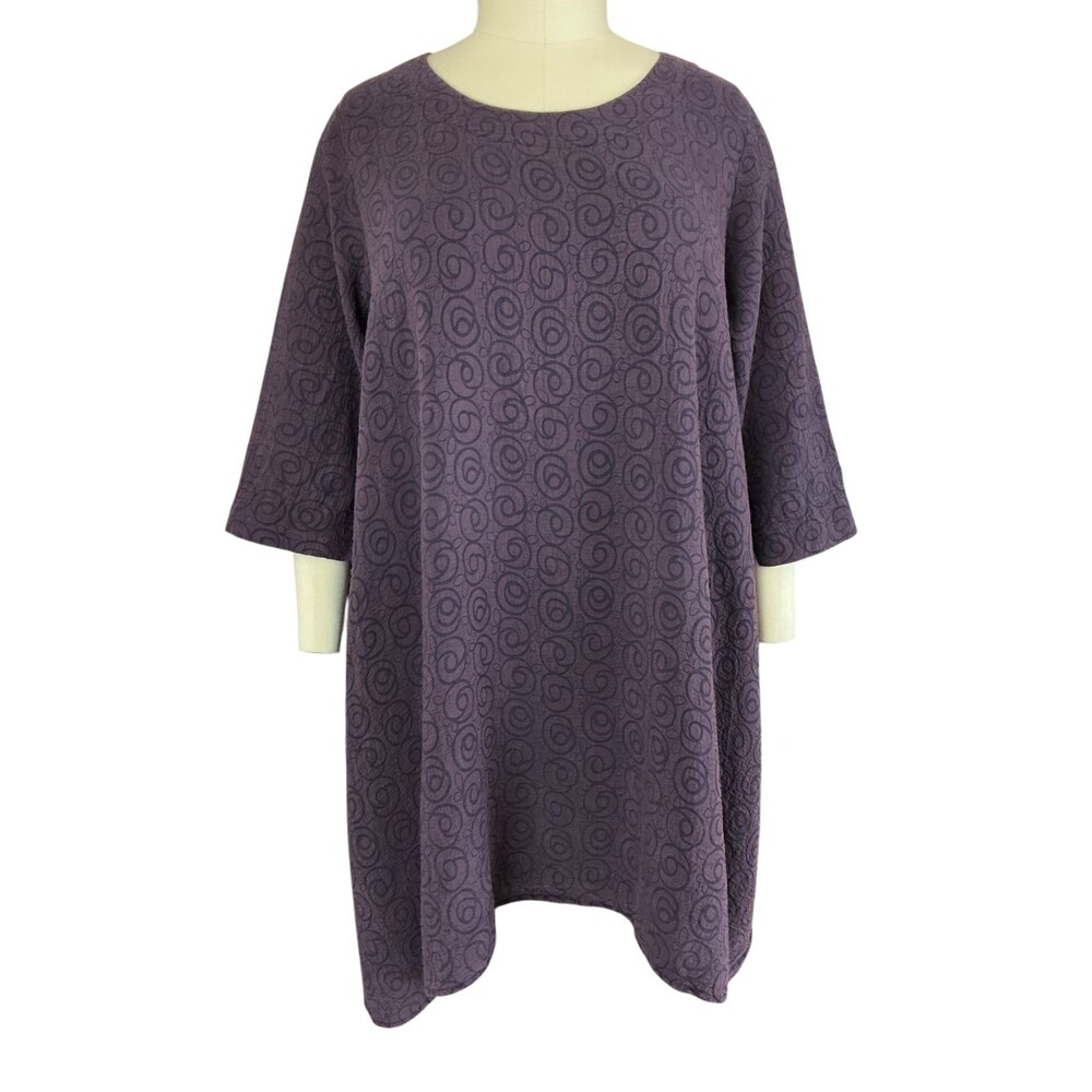 Grizas Womens Silk Blend Tunic Top XXXL Sharkbite Purple Lagenlook BOHO Print